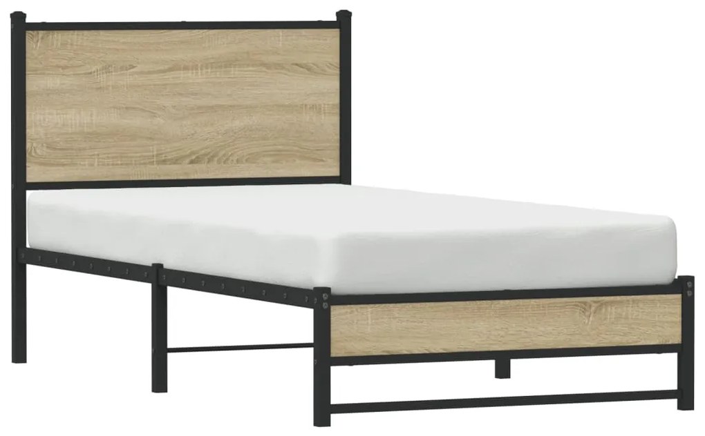 Estrutura de cama sem colchão 75x190 cm metal carvalho sonoma