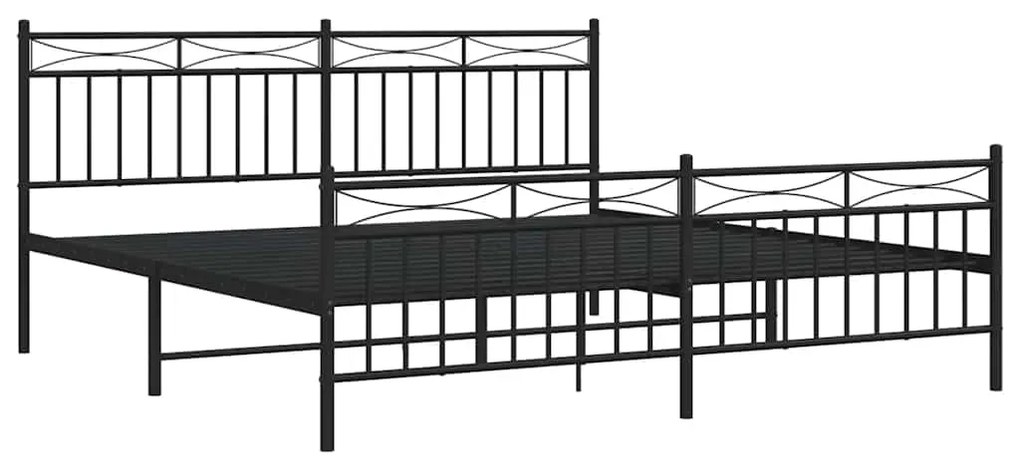 Estrutura de cama com cabeceira e pés 183x213 cm metal preto