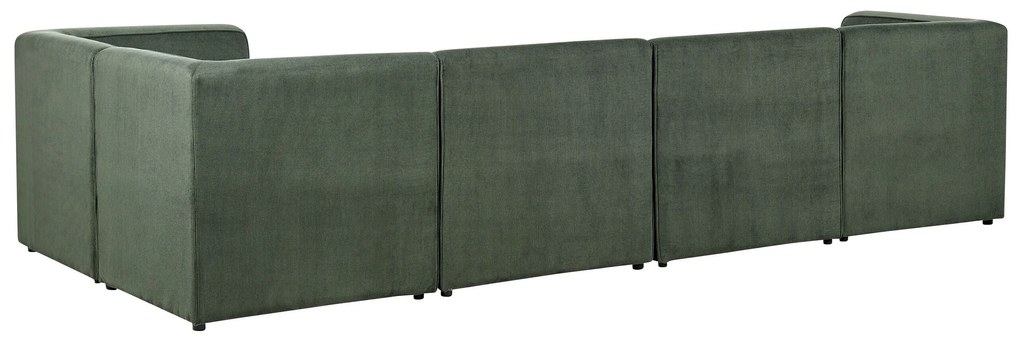 Sofá de canto 5 lugares com repousa-pés em bombazine verde escuro à esquerda LEMVIG Beliani