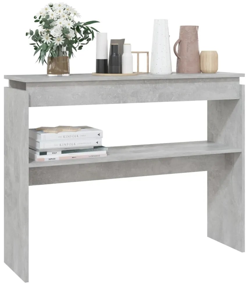 Mesa consola 102x30x80 cm derivados de madeira cinzento cimento