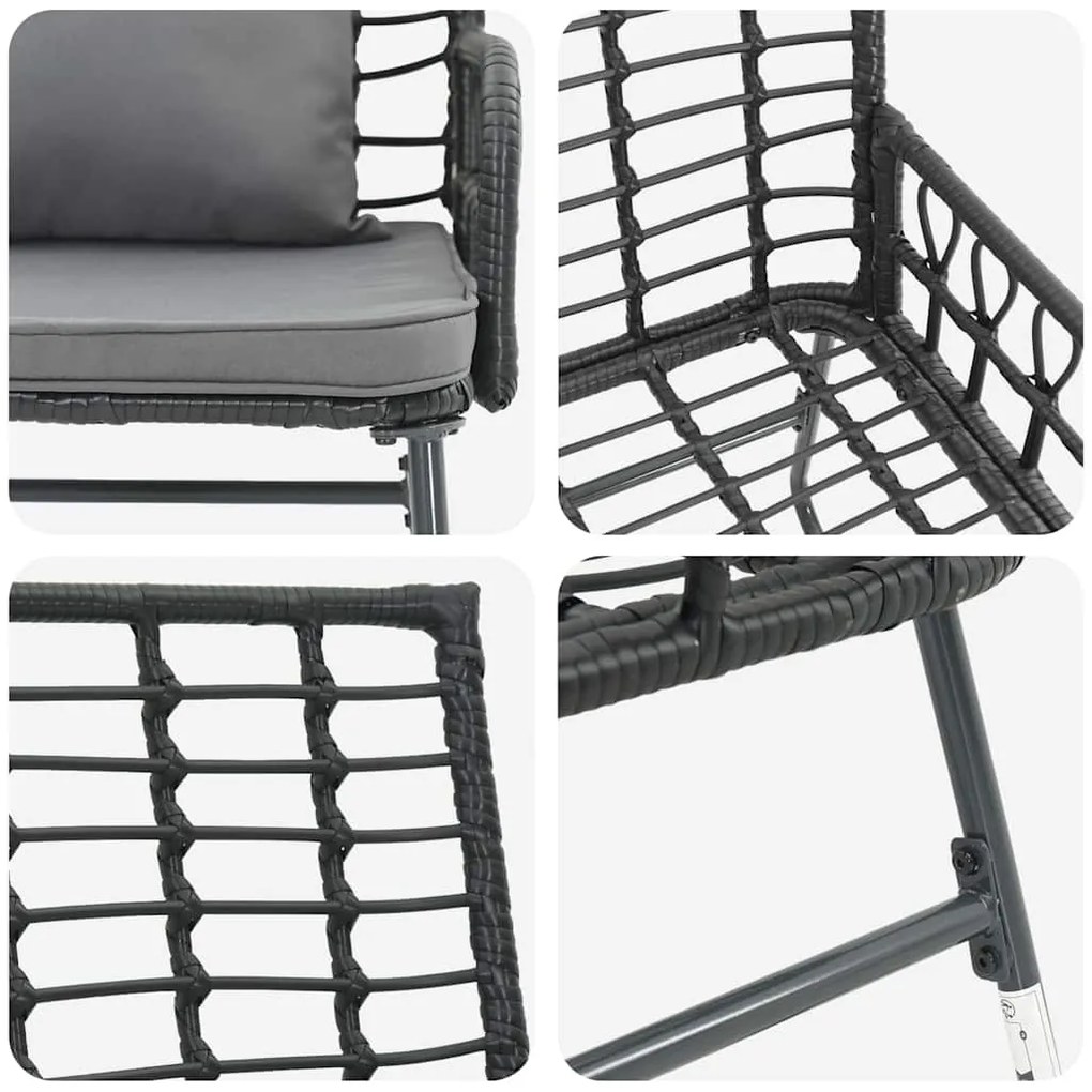 Conjunto de Jantar para Jardim 3 pcs Preto, Antracite