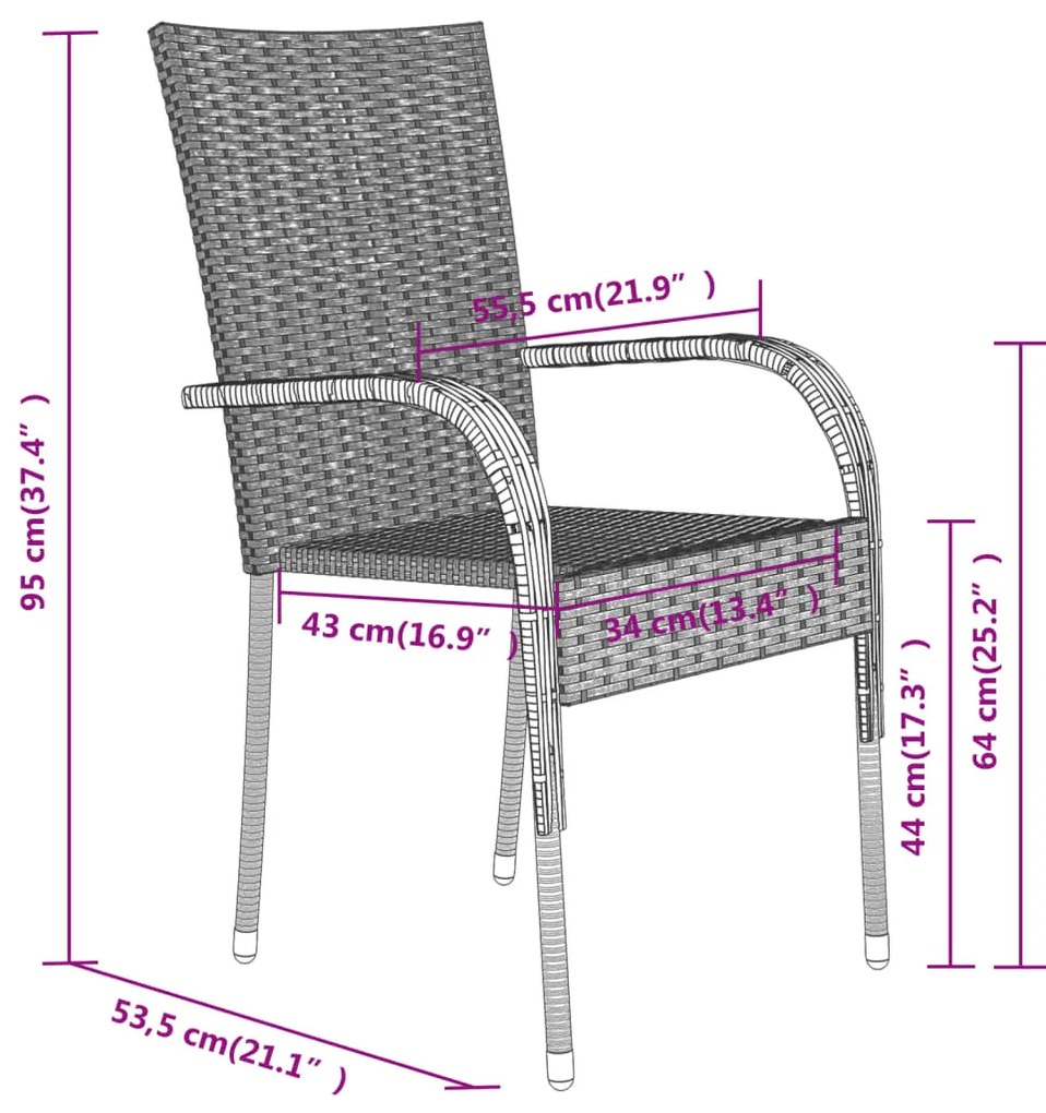 7 pcs conjunto de jantar para jardim preto