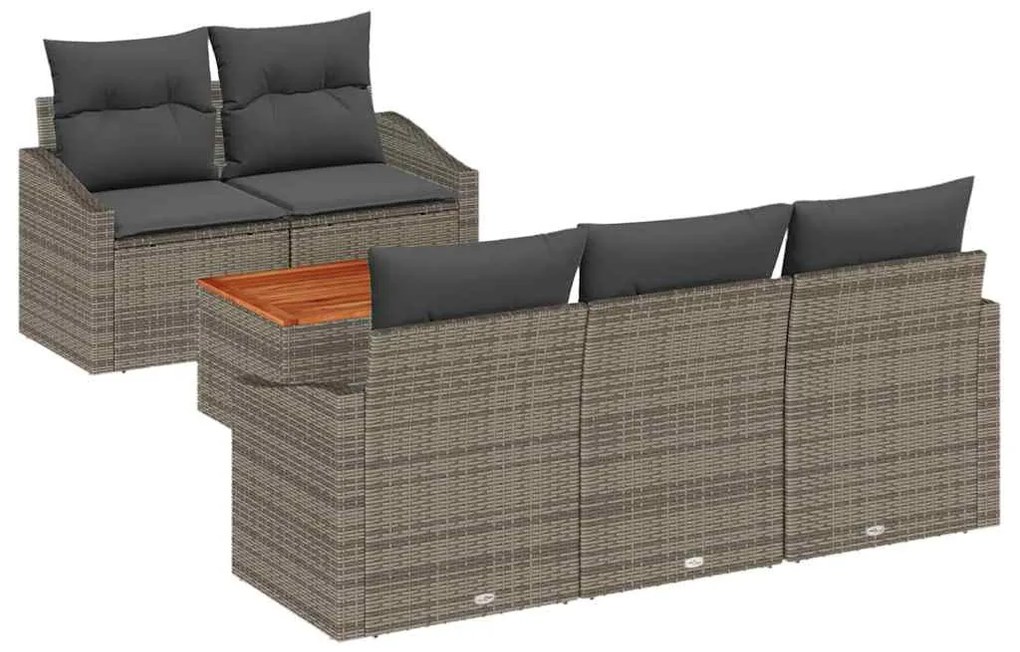 Conjunto de Sofá de Jardim 6 pcs Cinzeto 55 x 55 x 37 cm