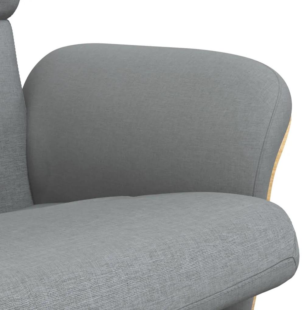 Cadeira reclinável com banco p/ pés tecido cinzento-claro