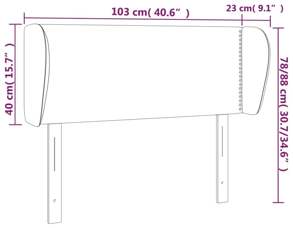 Cabeceira de cama c/ abas veludo 103x23x78/88cm azul-escuro