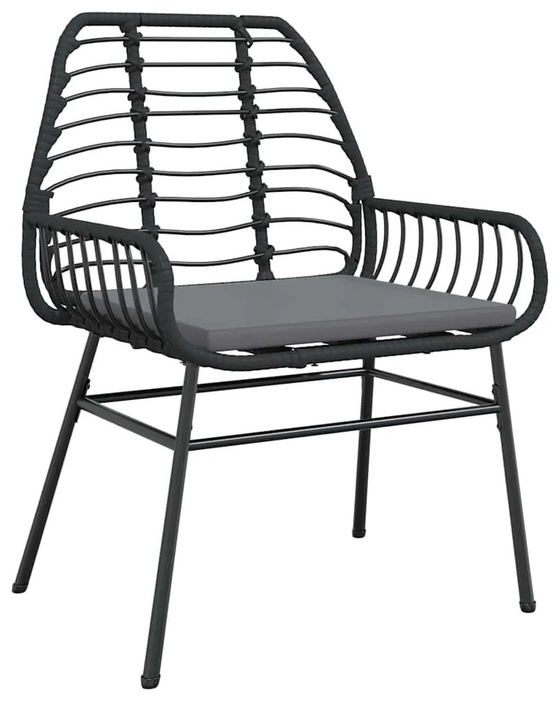 Conjunto de Jantar de Jardim com 5 Peças e Almofadas, Ratan Preto