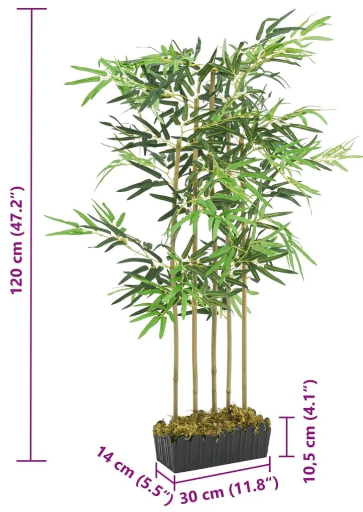 Árvore de bambu artificial 730 folhas 120 cm verde