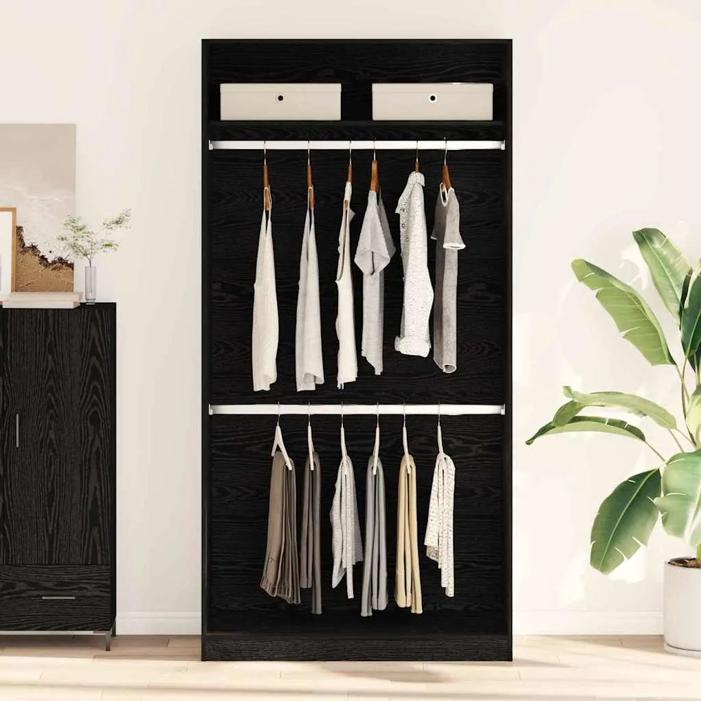 vidaXL Guarda-roupa de Carvalho Preto da - 100 x 50 x 200 cm, feito de madeira de qualidade