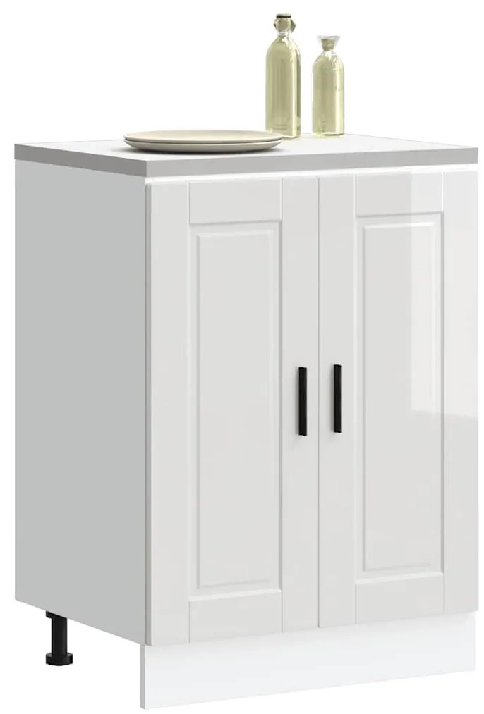 vidaXL Armário base cozinha Porto derivados madeira branco brilhante