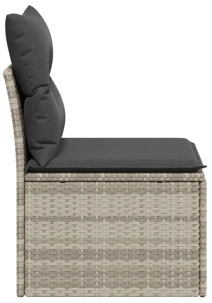 Sofá de jardim sem braços com almofadões vime PE cinzento claro