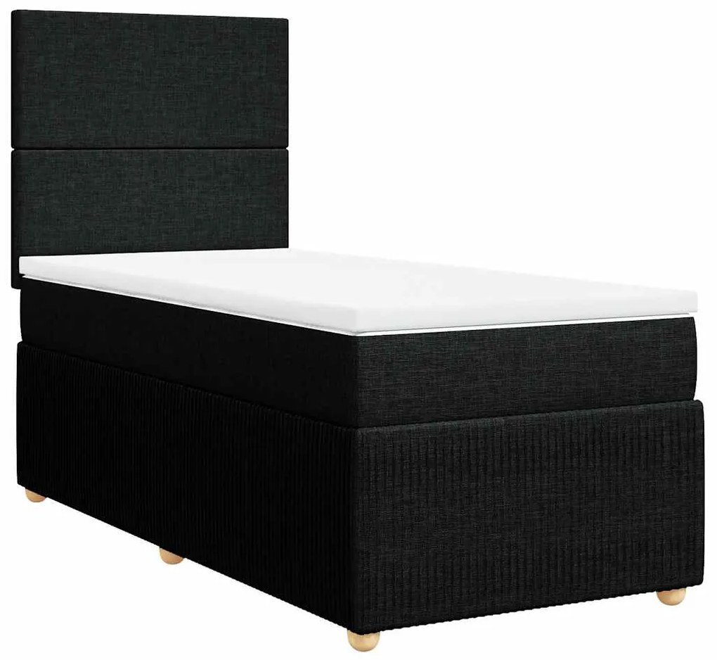 Cama com molas/colchão 90x190 cm tecido preto