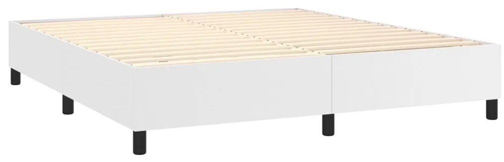 Cama com molas/colchão 180x200 cm couro artificial branco