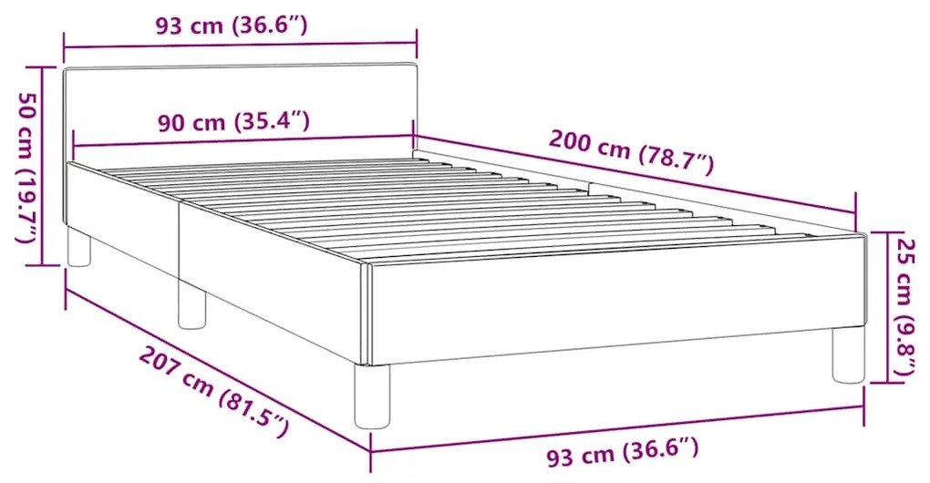 Estrutura cama c/ cabeceira sem colchão 90x200 cm preto