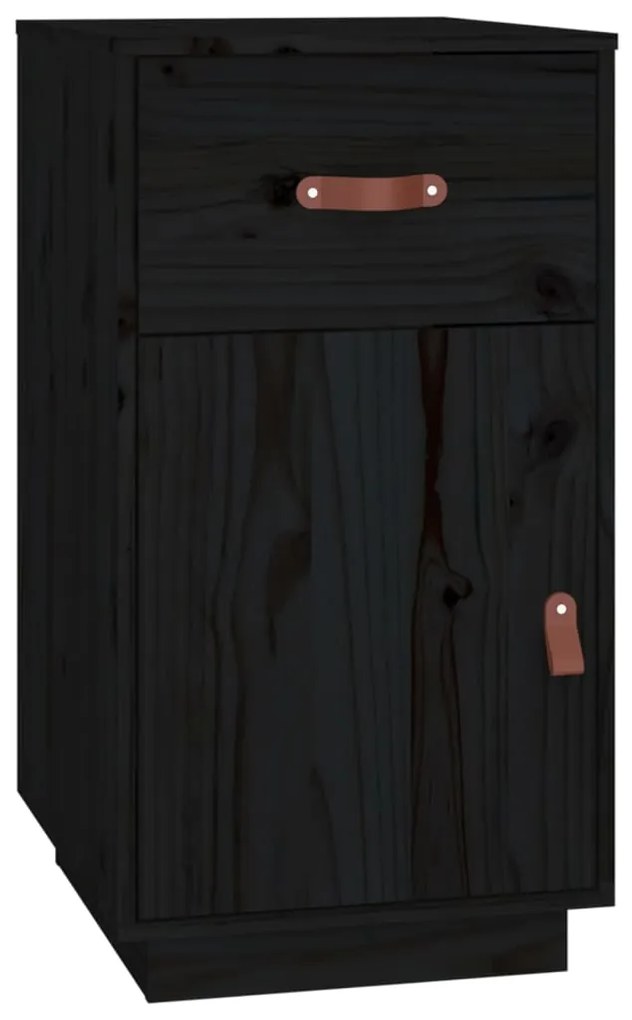 Secretária com armários 135x50x75 cm madeira pinho maciça preto