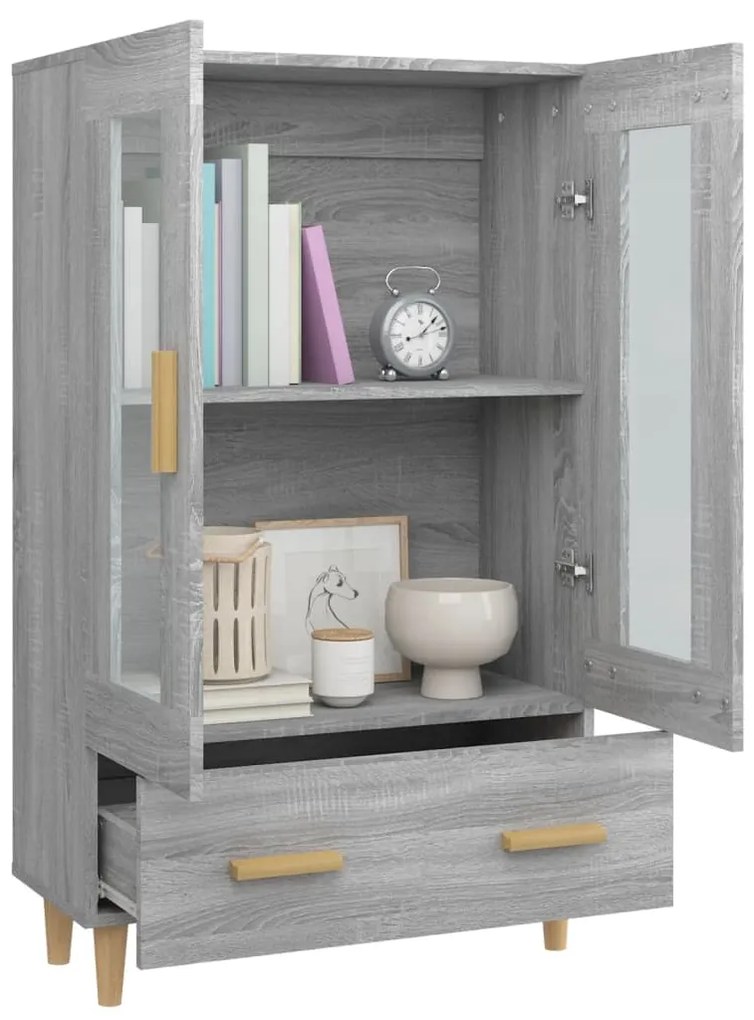 Vitrine Sara com Gaveta - Cinzento - Design Nórdico