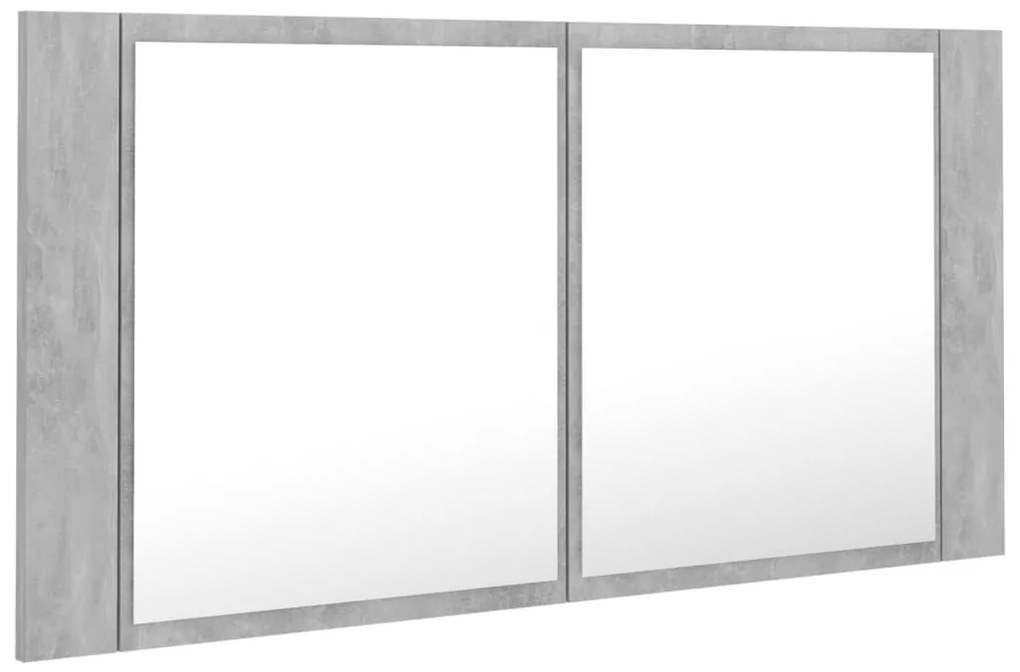 Armário espelhado casa de banho LED acrílico cinza cimento