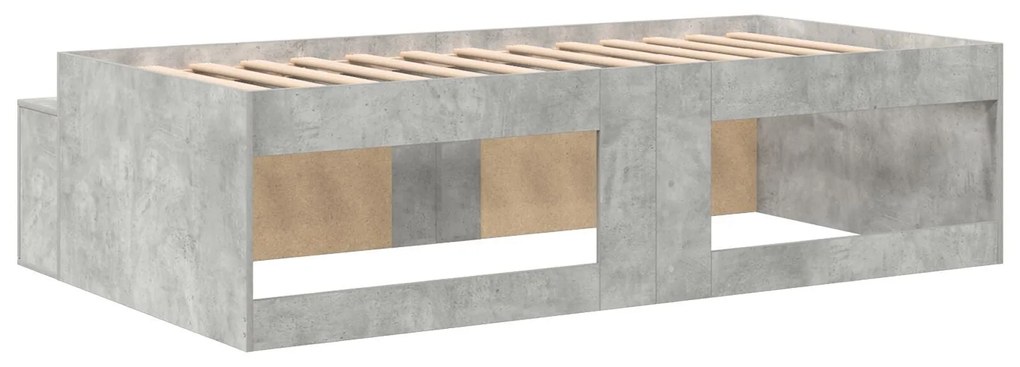 Estrutura de Cama com Armazenamento Cinza Concreto 90x190 cm
