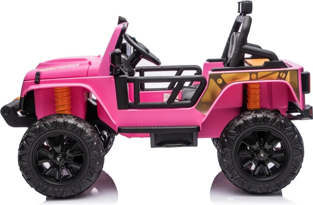 Jipe elétrico para Crianças 24V 4x4 Jeep Monster Rodas de espuma EVA, assento Couro ecológico Rosa