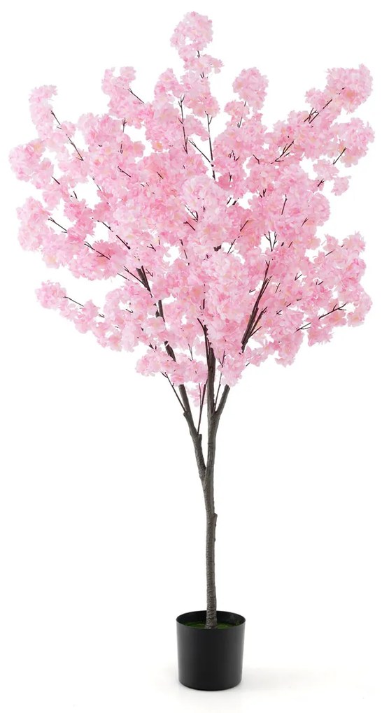 Arvore Cerejeira artificial 190 cm de altura Planta de flores sintéticas com 1170 flore Vaso de plantas Decoração de escritório em casa cor-de-rosa