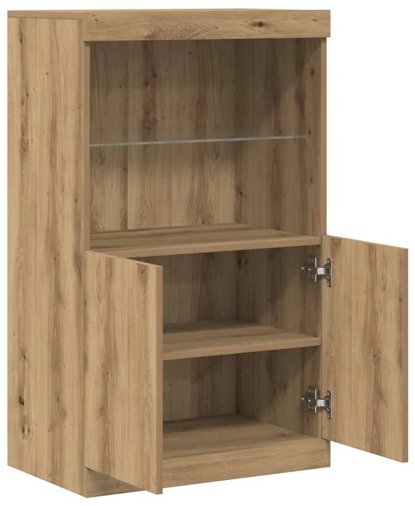 Sideboard vidaXL com luzes LED Carvalho Artesanal 60x37x100 cm