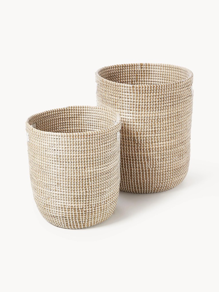 Cestos redondos em ervas marinhas Aleya, conjunto de 2