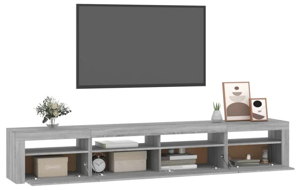 Móvel de TV com luzes LED 240x35x40 cm sonoma cinza