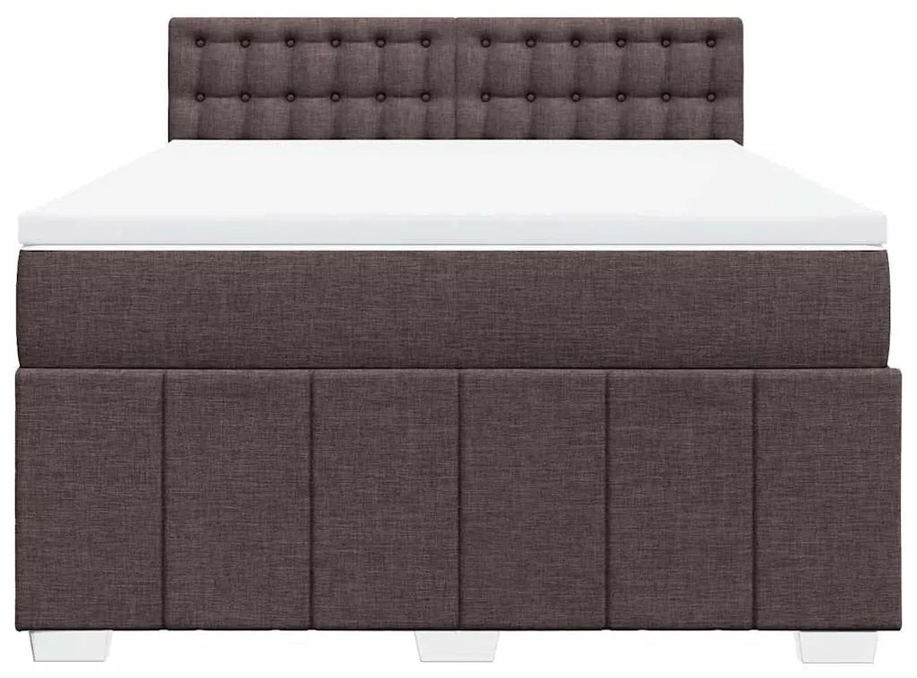 Cama com molas/colchão 140x190 cm tecido castanho-escuro
