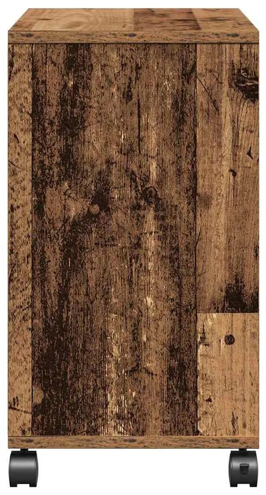 Mesa Lateral com Rodas em Madeira Antiga 50x30x55 cm em Madeira de Eng
