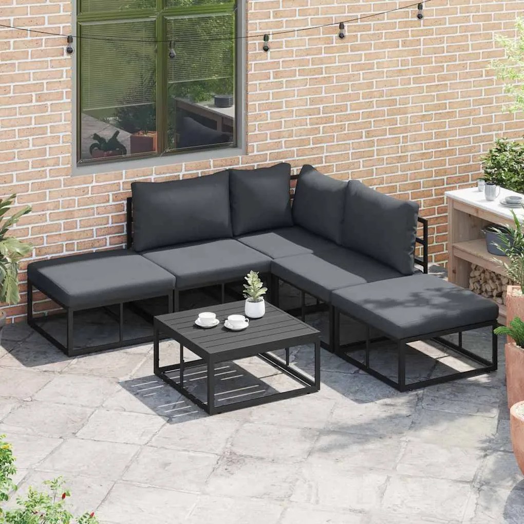 Conjunto de Sofá de Jardim 5 pcs Preto 211,5 x 211,5 x 71 cm