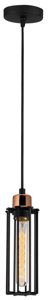 Candeeiro de Teto Likya – Preto e Bronze – Diâmetro 10 cm, Altura 112
