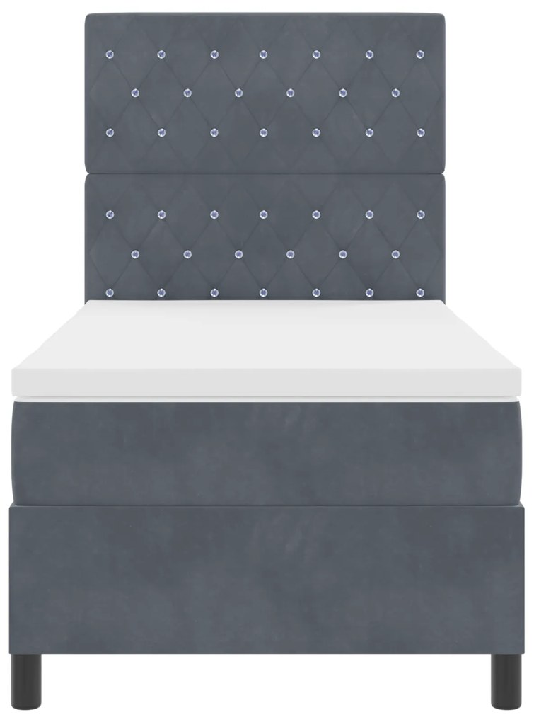 Cama Box Spring com Colchão VidaXL Cinza Escuro 100x200 cm Veludo
