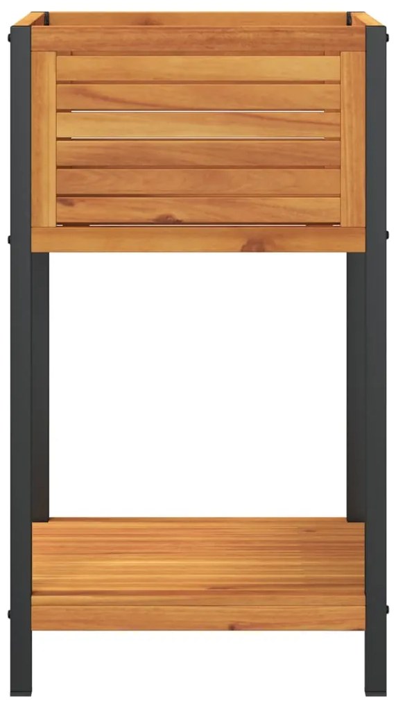 Vaso/floreira jardim c/ prateleira 45x45x80cm acácia maciça/aço