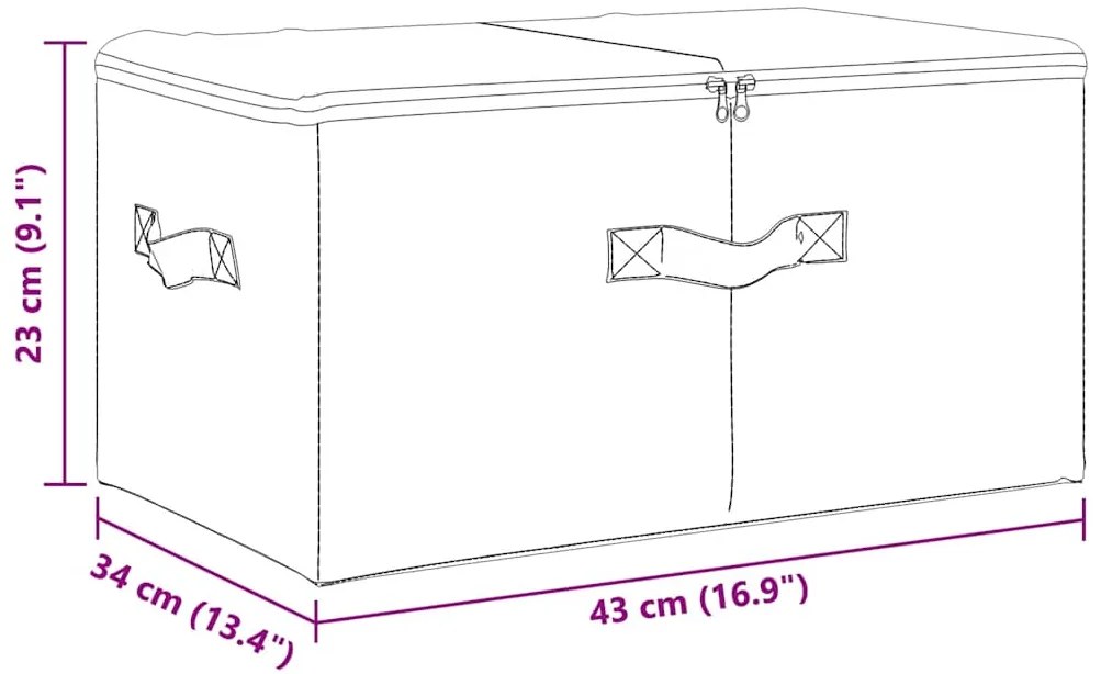 Caixas de arrumação 2 pcs 43x34x23 cm tecido creme