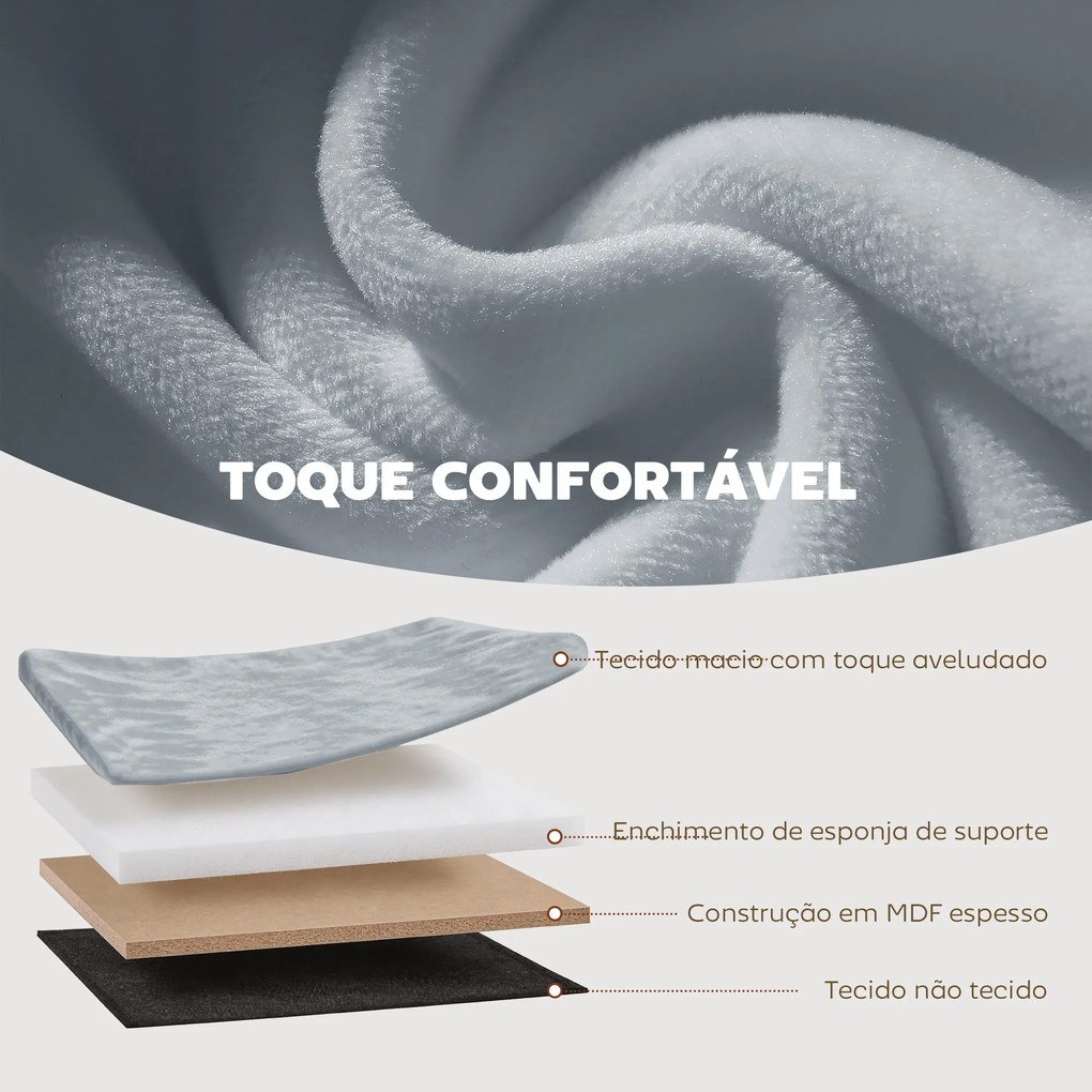 Puff de Arrumação 72 L 76x38x35 cm Estofado em Veludo Baú de Arrumação Suporta 120 kg Cinzento Escuro