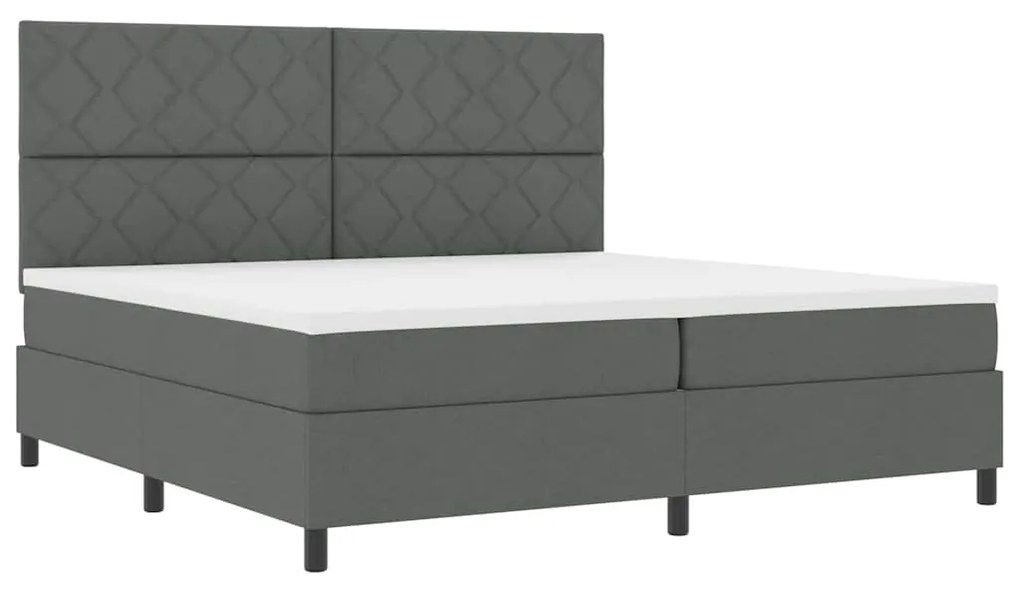 Cama Box Spring com Colchão Cinza Escuro 200x200 cm Tecido
