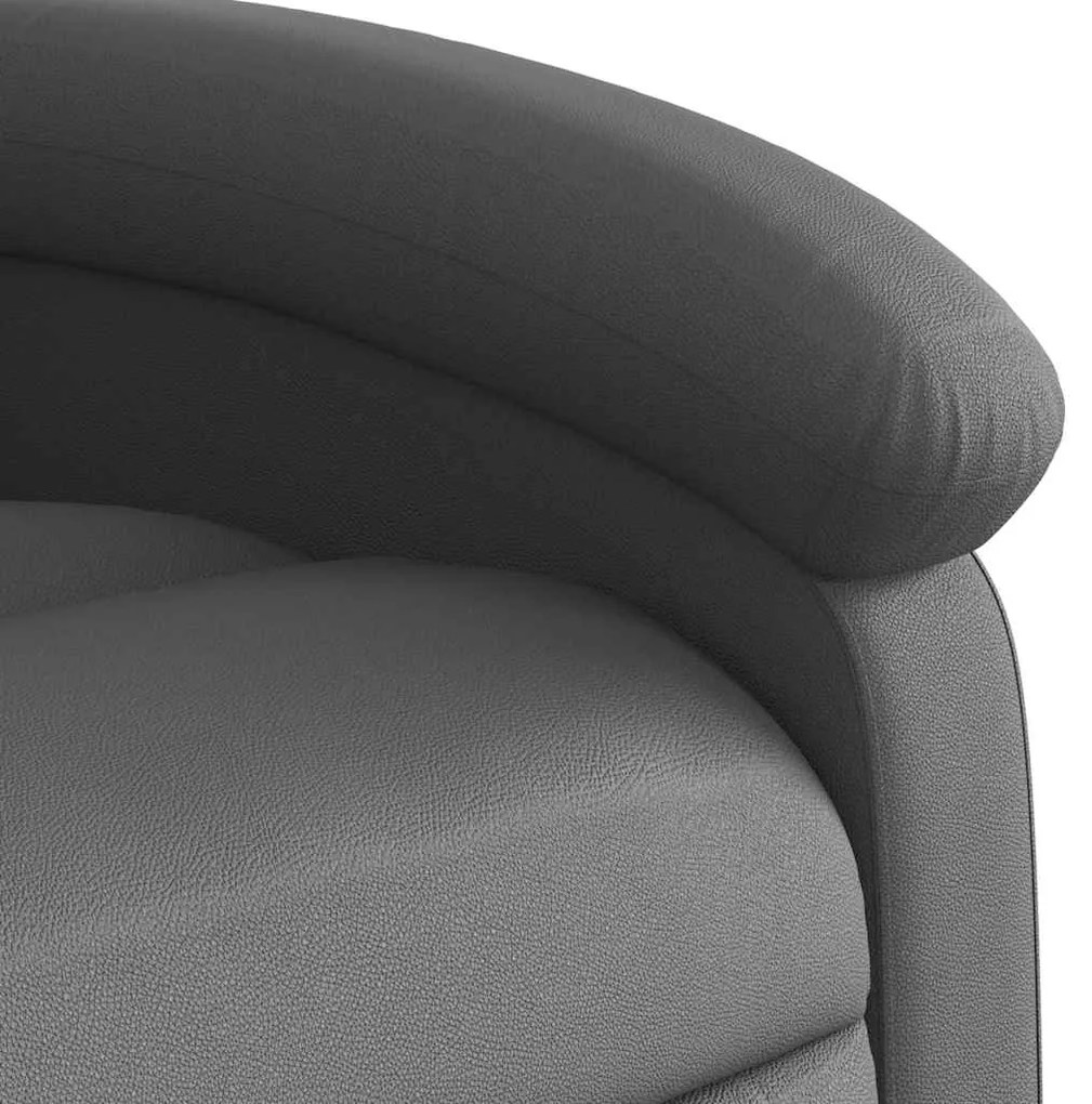 Poltrona de massagens reclinável couro genuíno cinzento