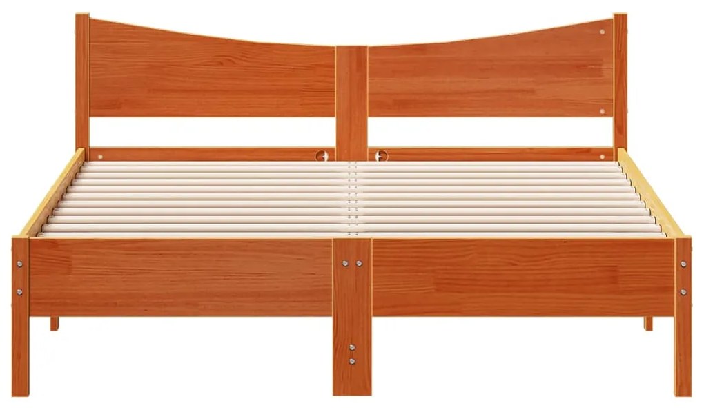 Cama sem colchão 160x200 cm madeira pinho maciço castanho-mel