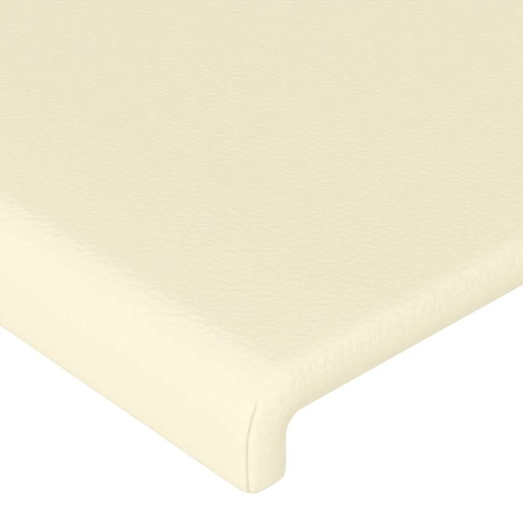 Cabeceira cama c/ LED 180x5x118/128 cm couro artificial crème