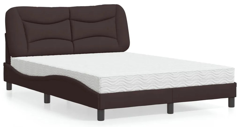 vidaXL Cama com colchão Hvar 140x200 cm tecido castanho-escuro