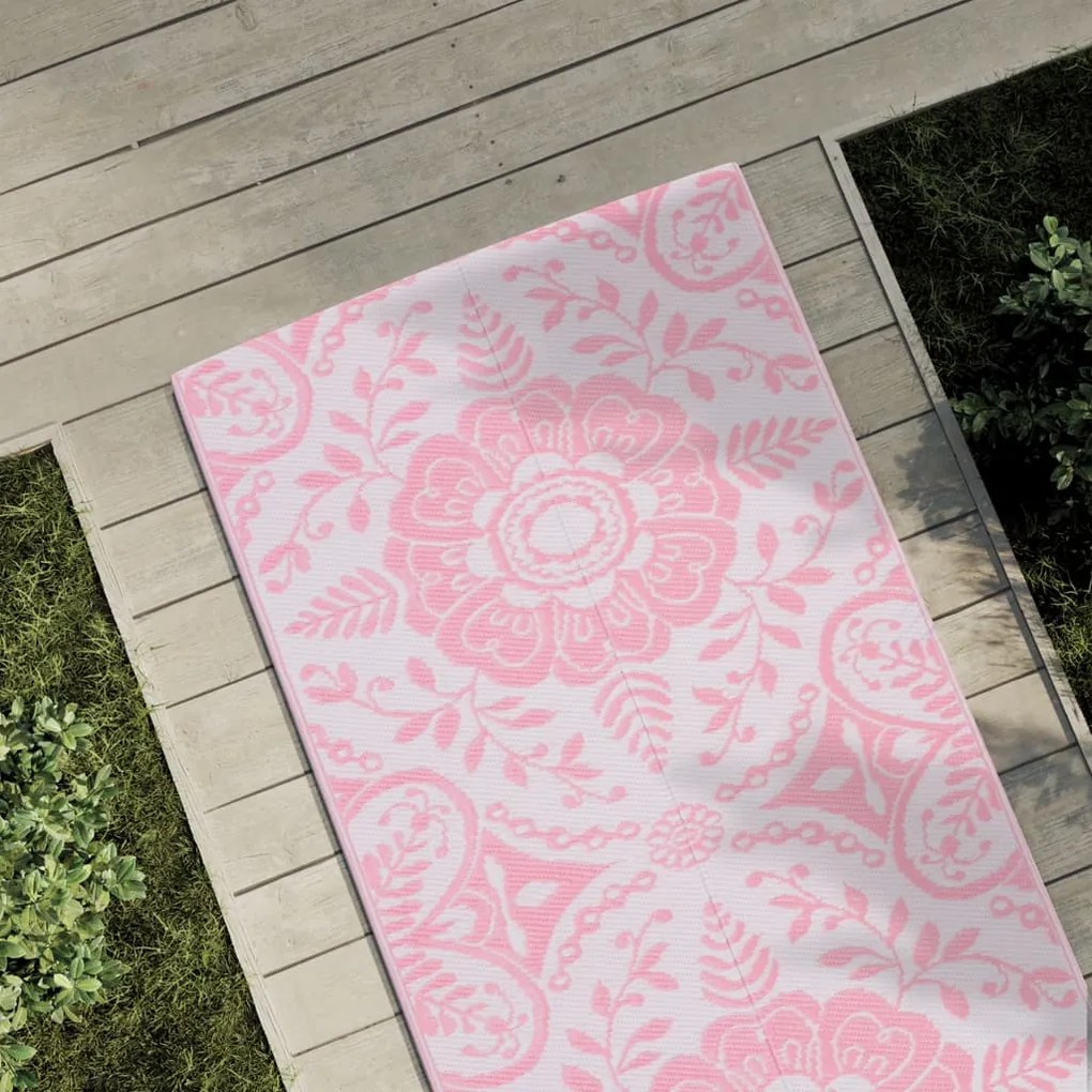 vidaXL Tapete de exterior 80x250 cm ARAKIL PP cor-de-rosa