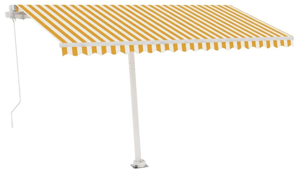 Toldo retrátil manual com LED 450x350 cm amarelo e branco