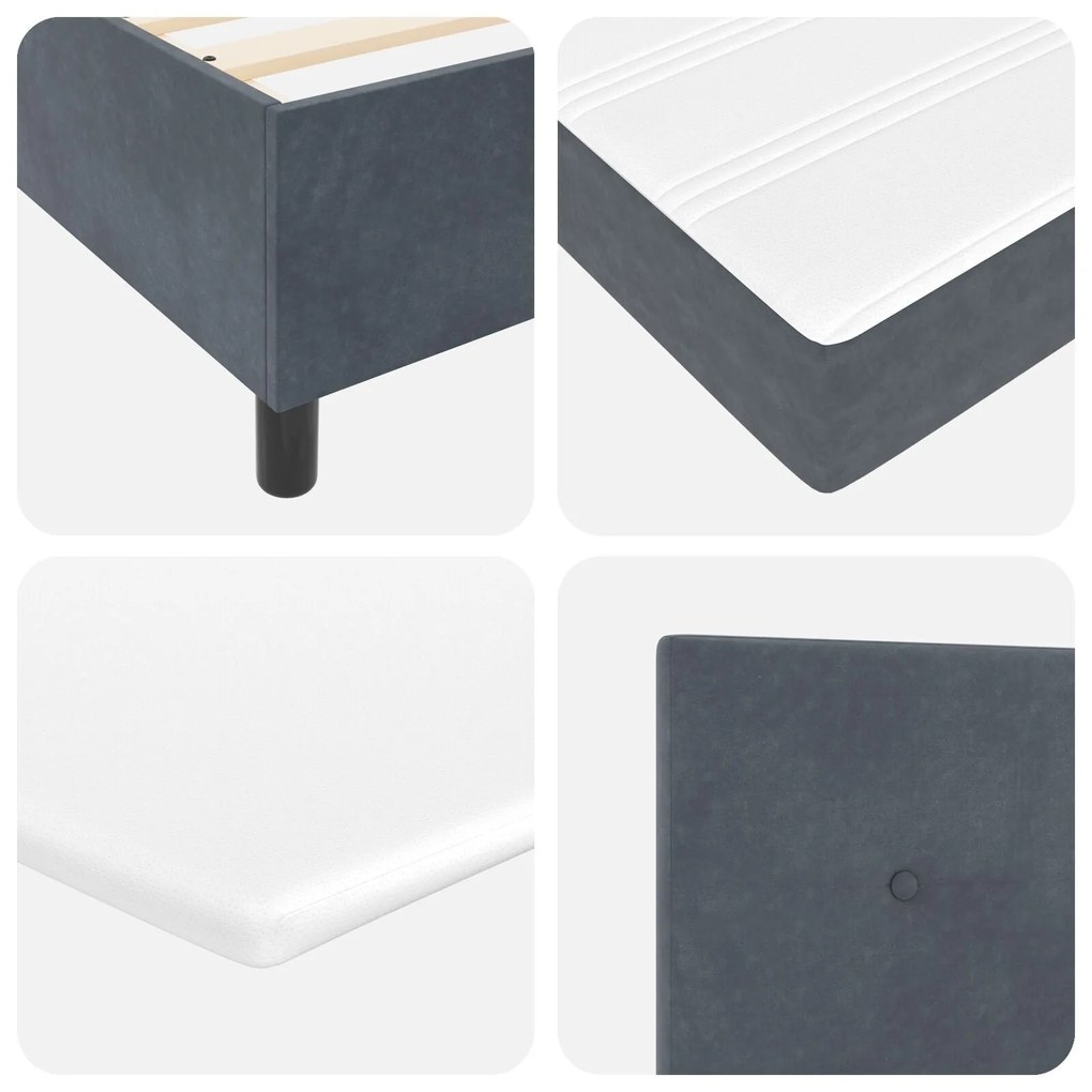 Cama Box com Colchão Cinza Escuro 120x200 cm de Veludo