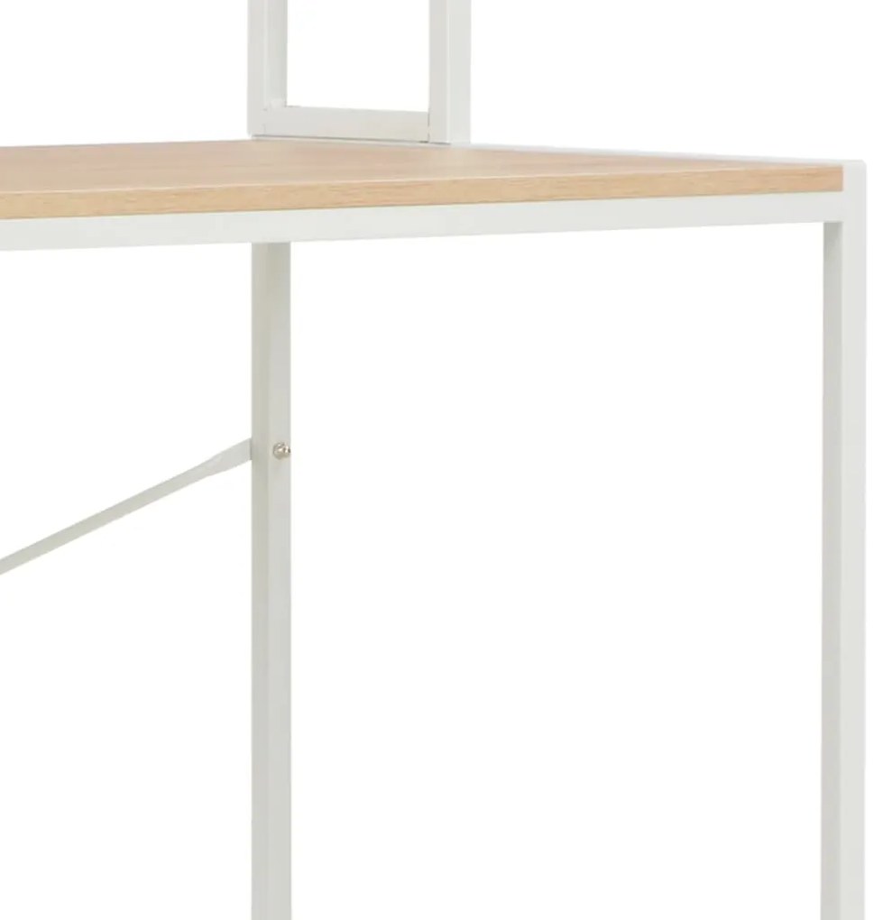 Secretária de computador 120x60x138 cm branco e carvalho