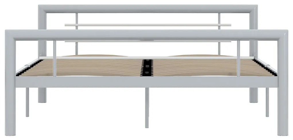 Estrutura de cama 140x200 cm metal cinzento e branco