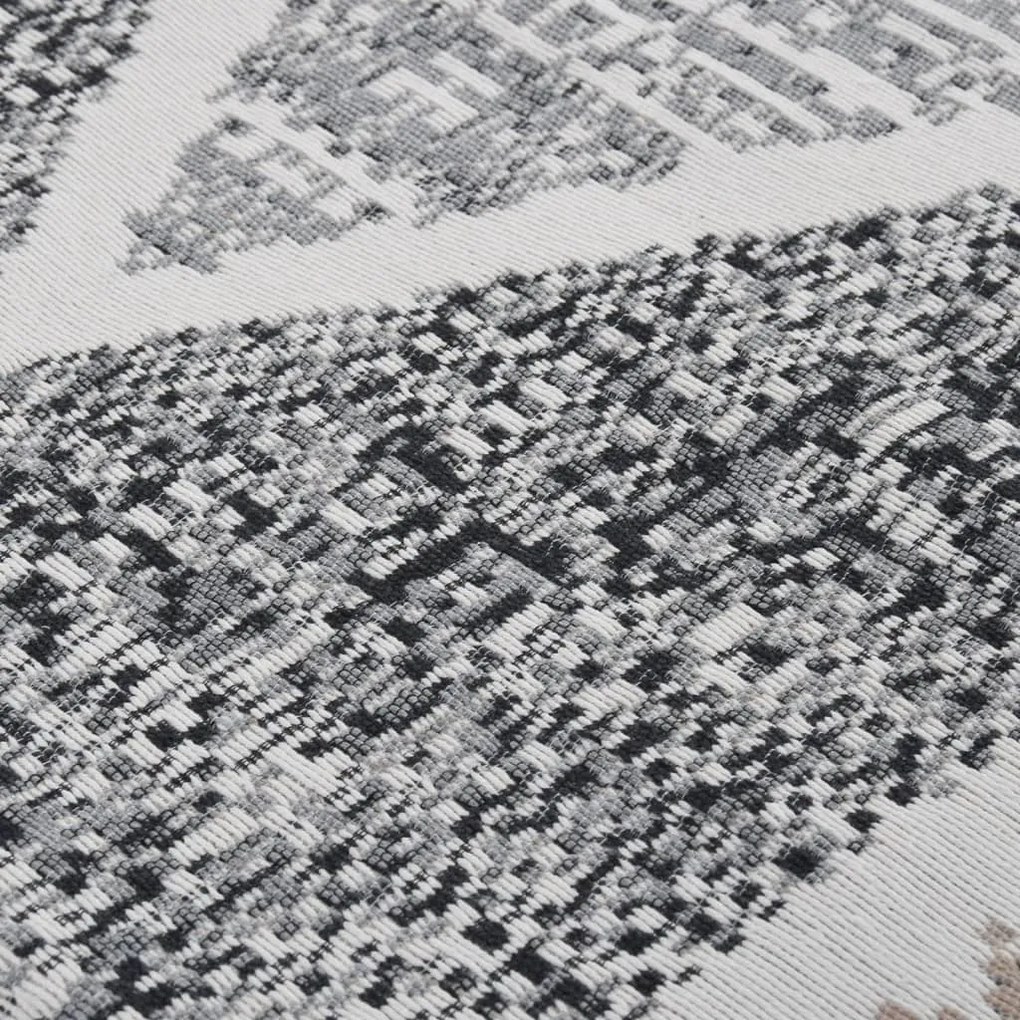 Tapete 120x180 cm algodão preto e cinzento