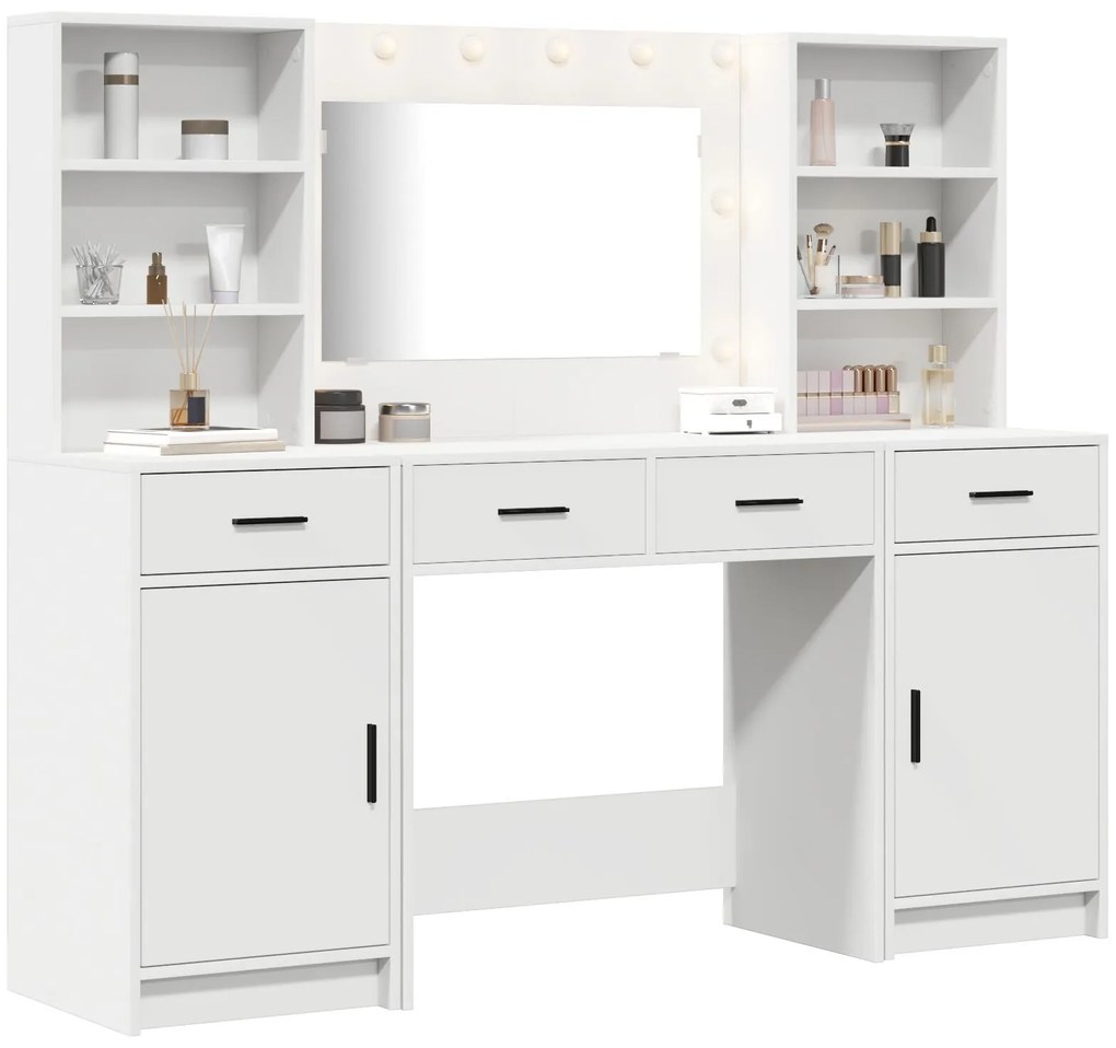 Conjunto de 3 Peças de Mesa de Maquiagem vidaXL em MDF Branco