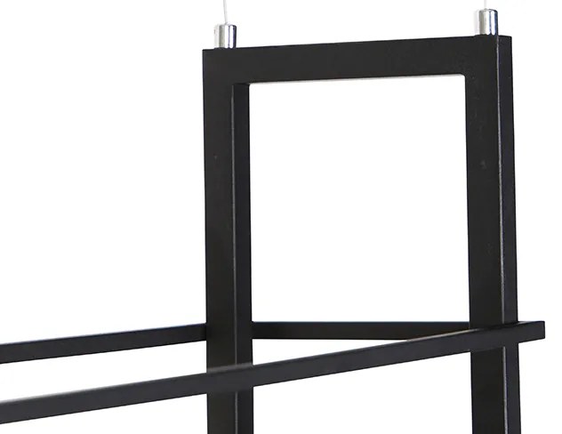 LED Candeeiro de suspensão inteligente preto com madeira e prateleira 4 luzes incl. Wifi A60 - Cage Rack Industrial