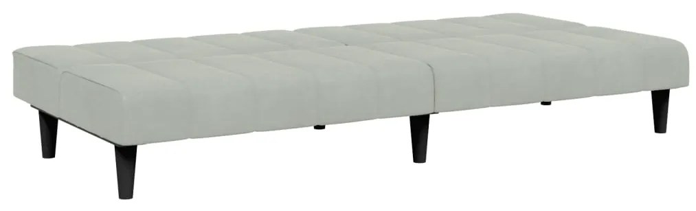 Sofá-cama 2 lugares c/ apoio de pés veludo cinza-claro