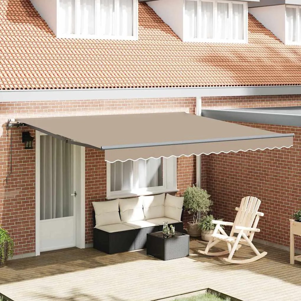 vidaXL Toldo Retrátil Automático Bege 400 x 350 cm