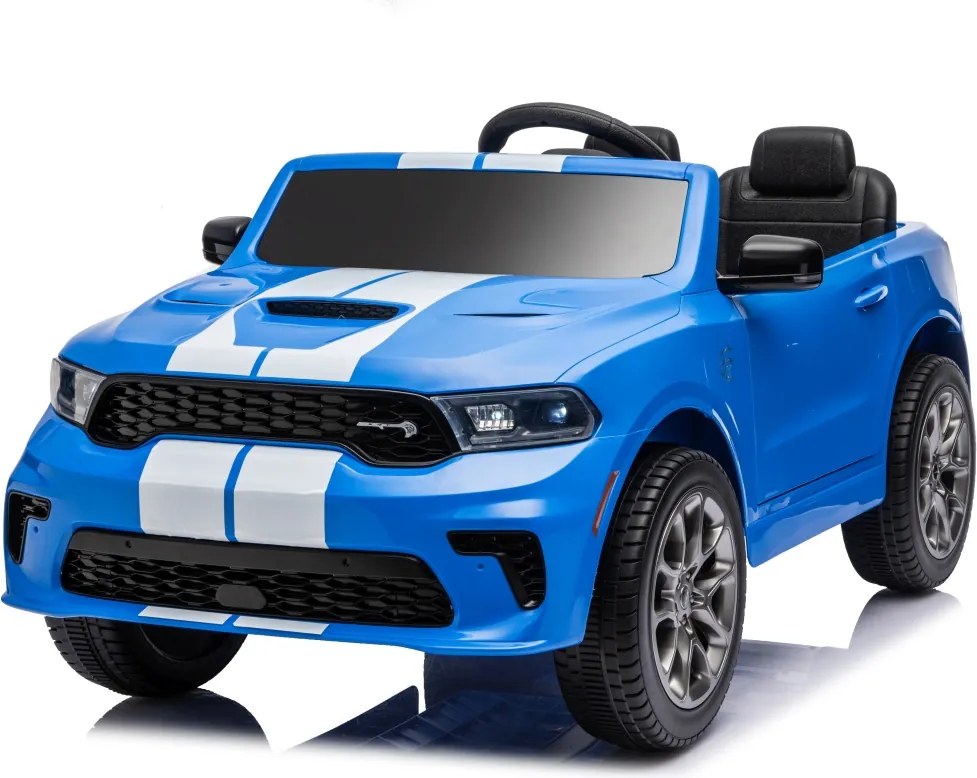 Carro elétrico para Crianças 2 a 5 anos, 12V Dodge Durango Rodas de espuma EVA, assento Couro ecológico e Comando Azul